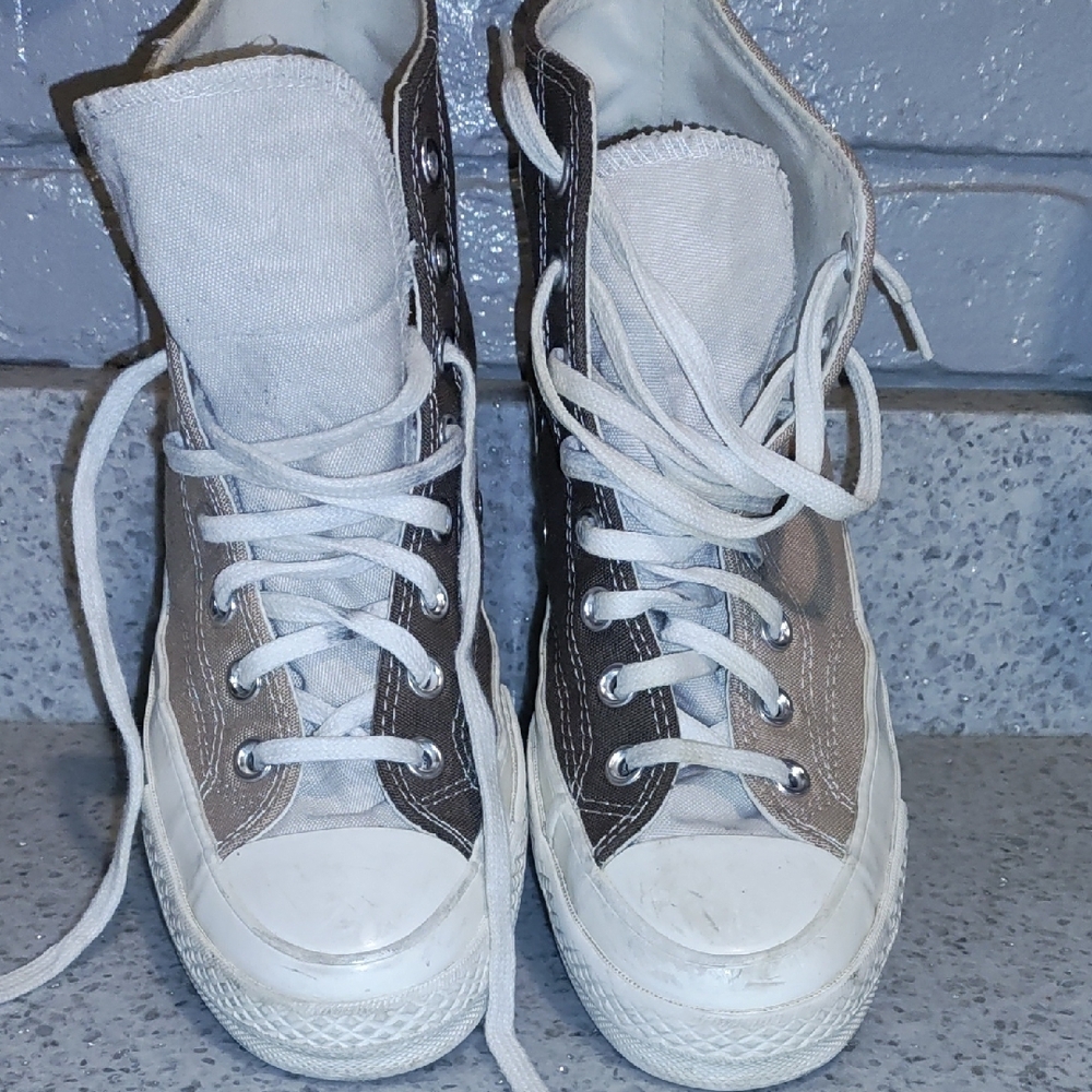 Converse High-Tops in Brown and Cream - Picture 3 of 10